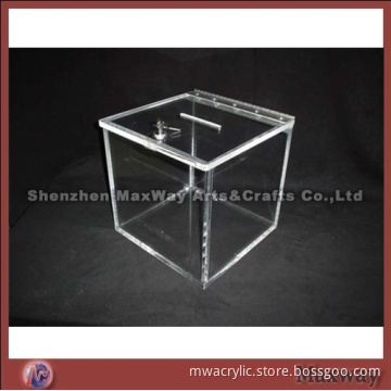 Clear Cubical Acrylic/Perspex Suggestion/Ballot Box/Case